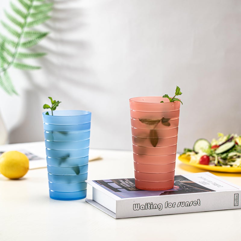 KX-WARE Mixed Drinkware 22-ounce Plastic Tumblers/Drinking Glasses/Party Cups/Iced Tea Glasses, Set of 12 Multicolor | Unbreakable, Dishwasher Safe, BPA Free - Image 3